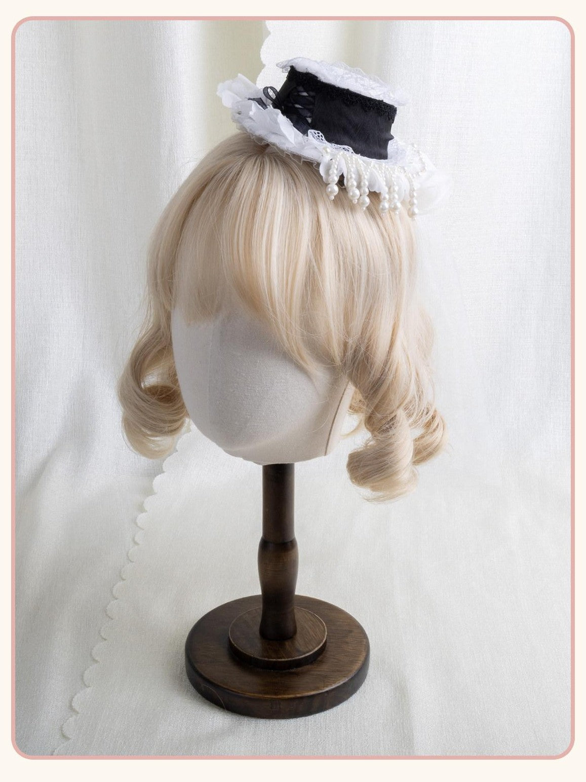 Stardust Rose Multicolor Pearl Lace Lolita Flat Hat Women's Pearl Lace Hair Clips