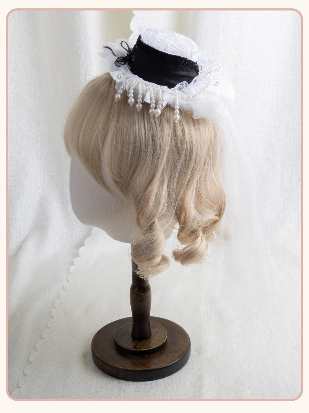 Stardust Rose Multicolor Pearl Lace Lolita Flat Hat Women's Pearl Lace Hair Clips
