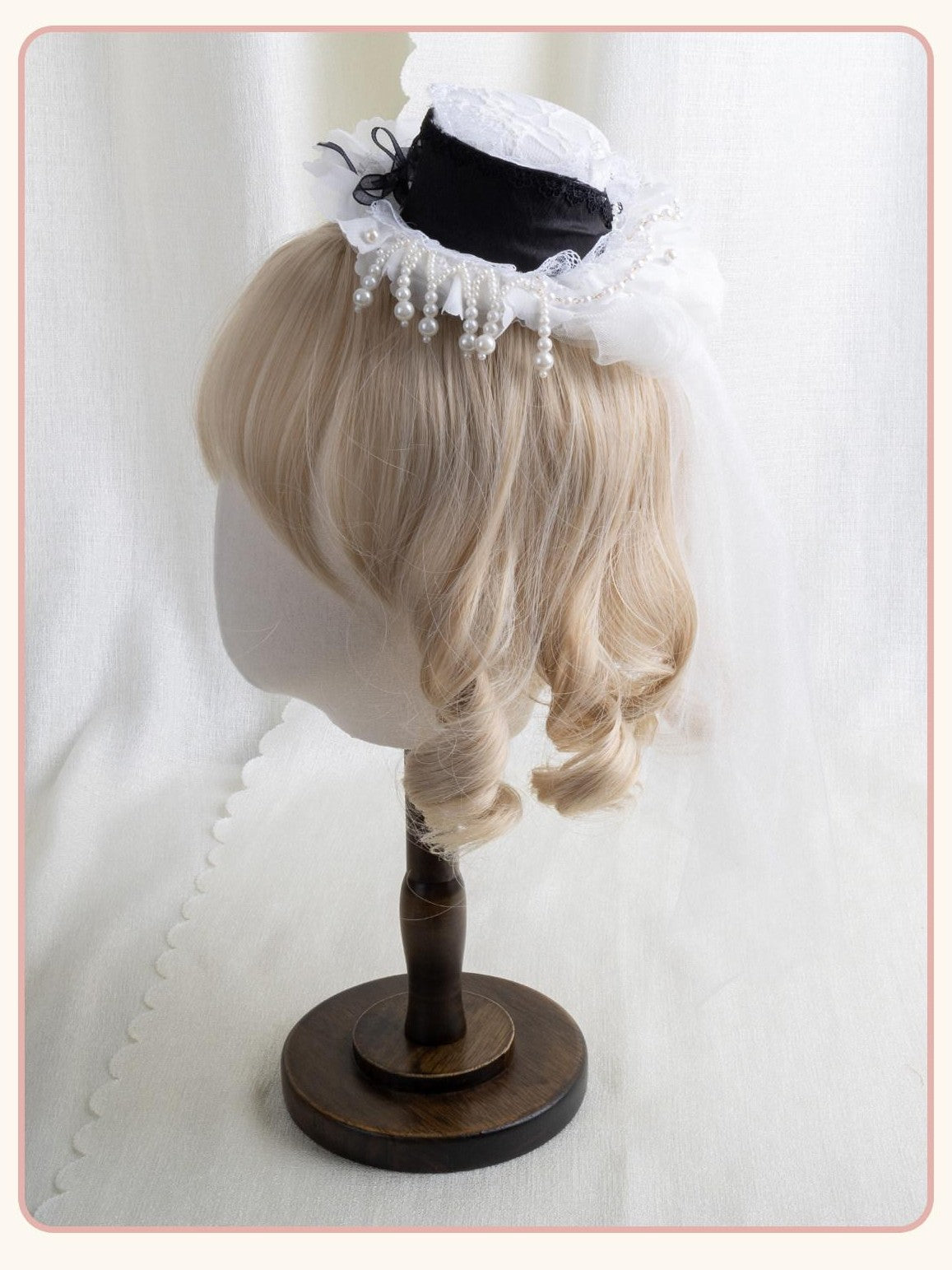 Stardust Rose Multicolor Pearl Lace Lolita Flat Hat Women's Pearl Lace Hair Clips