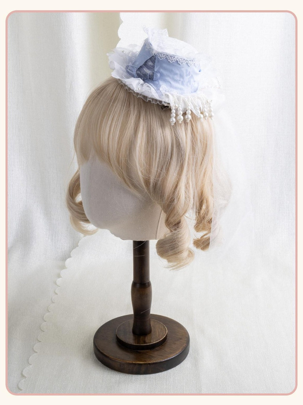 Stardust Rose Multicolor Pearl Lace Lolita Flat Hat Women's Pearl Lace Hair Clips