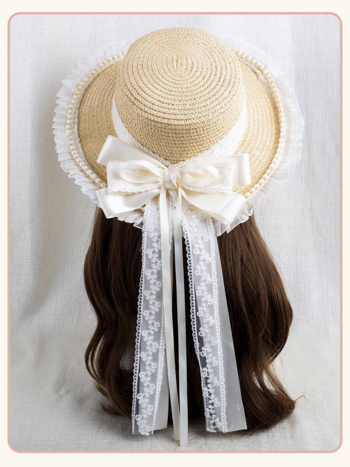 Stardust Rose Multicolor Woven Floral Large Bow Wide Brim Sun Protection Women's Full Bonnets