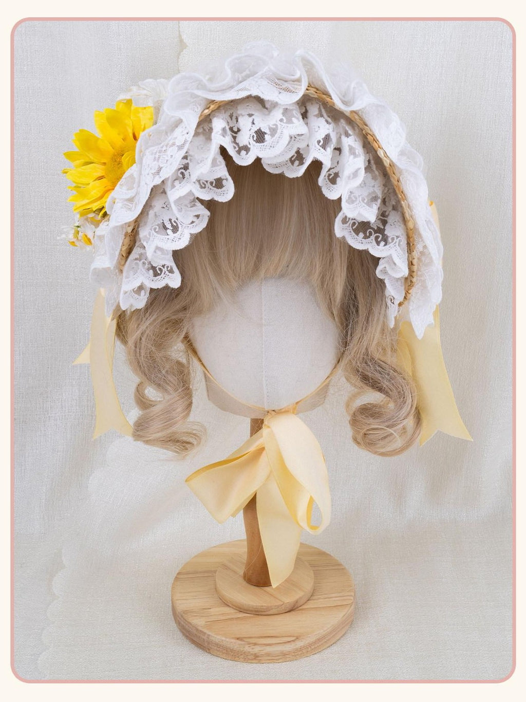 Stardust Rose Pastoral Lolita Lace Bow Floral Woven Flat Top Women's Straw Half Bonnets