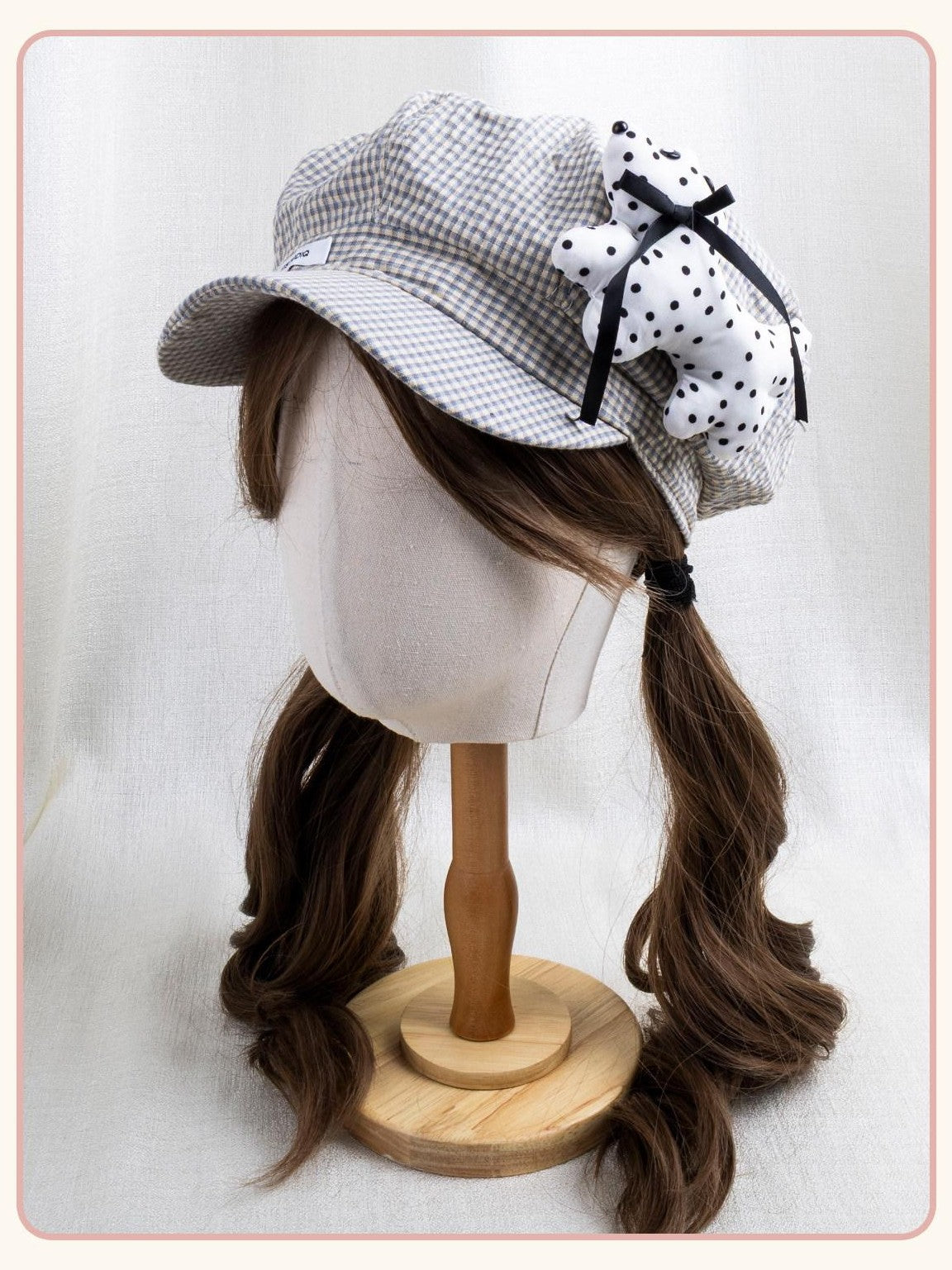 Stardust Rose Polka Dot Plaid Tassel Octagonal Artist Round Top Women's Full Bonnets