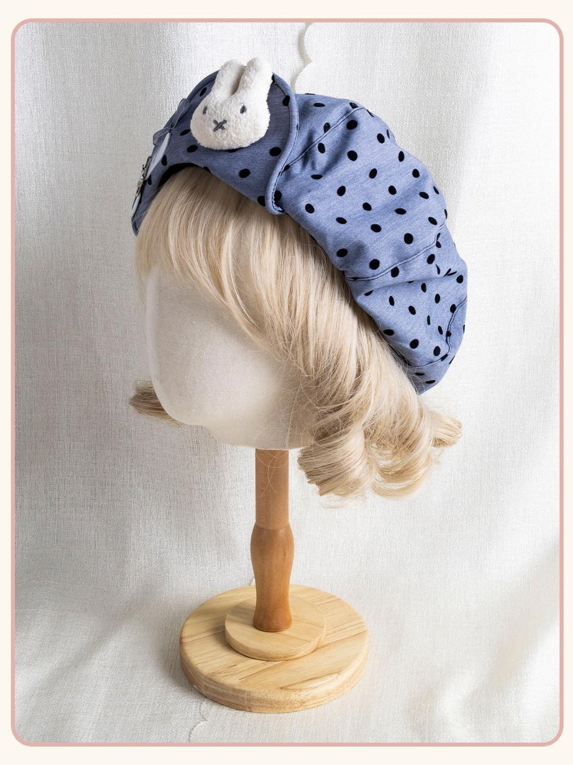 Stardust Rose Rabbit Polka Dot Adjustable Round Top Painter Style Women's Full Bonnets