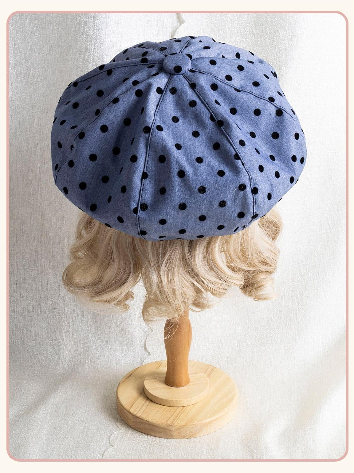 Stardust Rose Rabbit Polka Dot Adjustable Round Top Painter Style Women's Full Bonnets