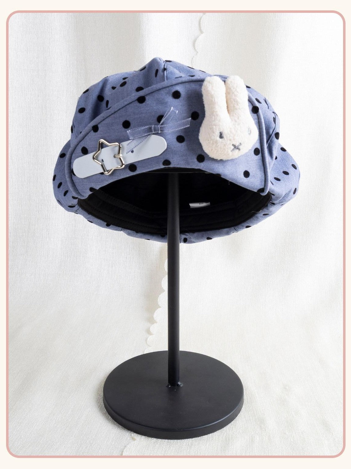 Stardust Rose Rabbit Polka Dot Adjustable Round Top Painter Style Women's Full Bonnets