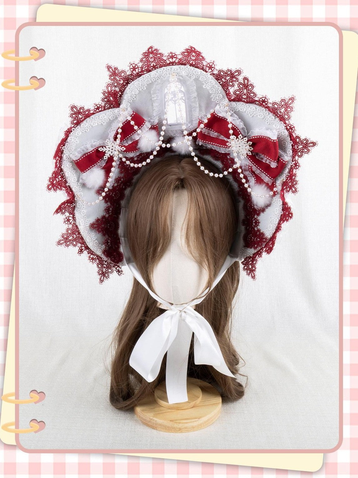 Stardust Rose Red Pearl Butterfly Lolita Round Flat Beret Women's Lace Kc / Headbands