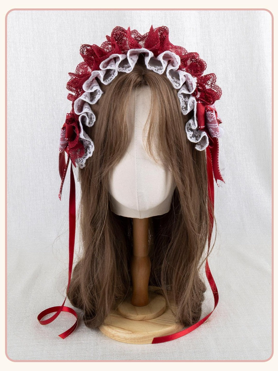 Stardust Rose Red Pearl Butterfly Lolita Round Flat Beret Women's Lace Kc / Headbands