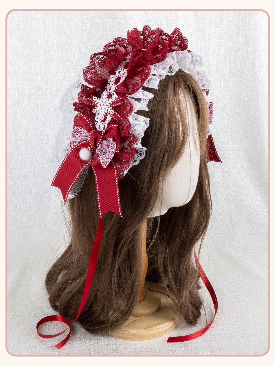 Stardust Rose Red Pearl Butterfly Lolita Round Flat Beret Women's Lace Kc / Headbands