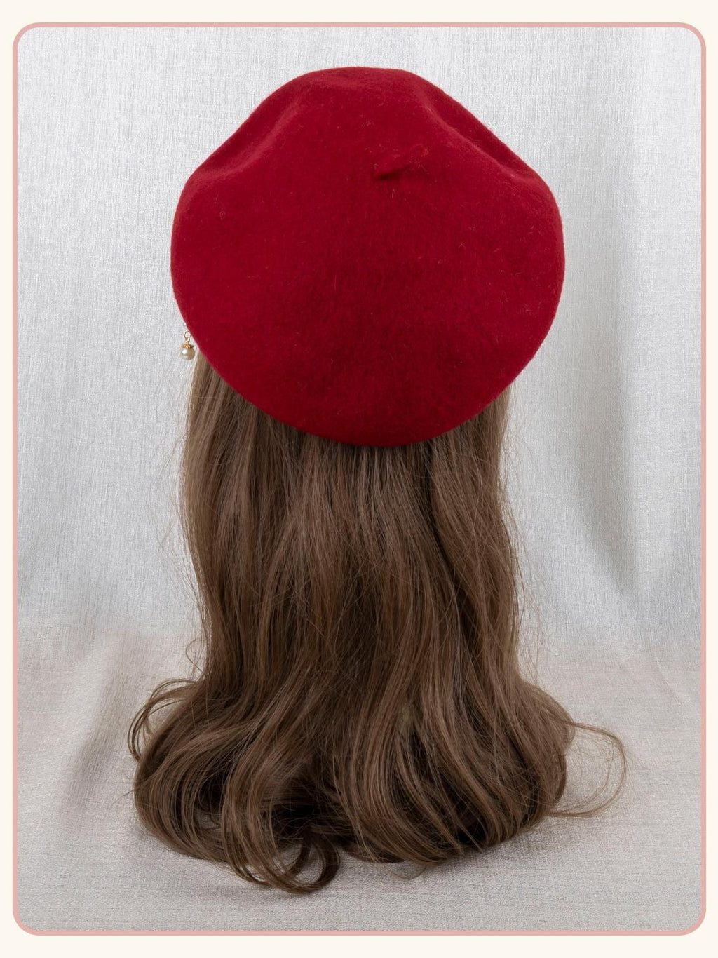 Stardust Rose Red Rose Lace Bow Round Top Women's Woolen Blend Half Bonnets
