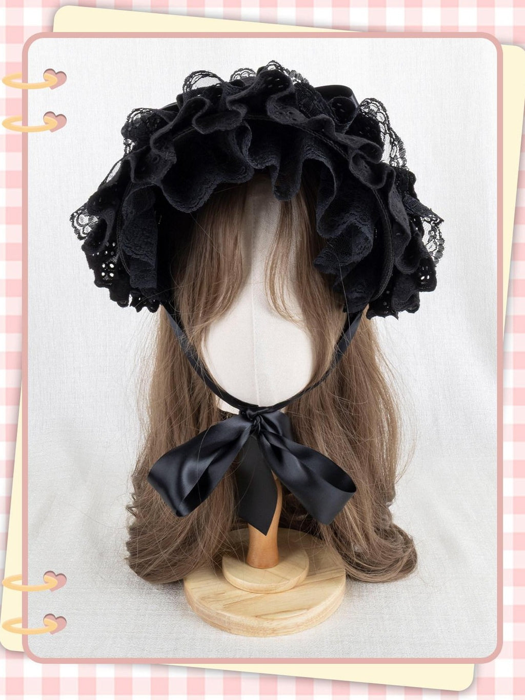 Stardust Rose Rose Gothic Lolita Round Flat Bnt Women's Lace Trim Half Bonnets