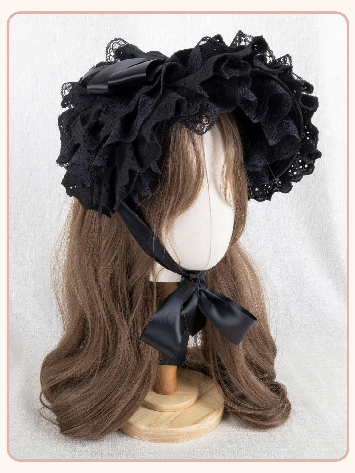 Stardust Rose Rose Gothic Lolita Round Flat Bnt Women's Lace Trim Half Bonnets