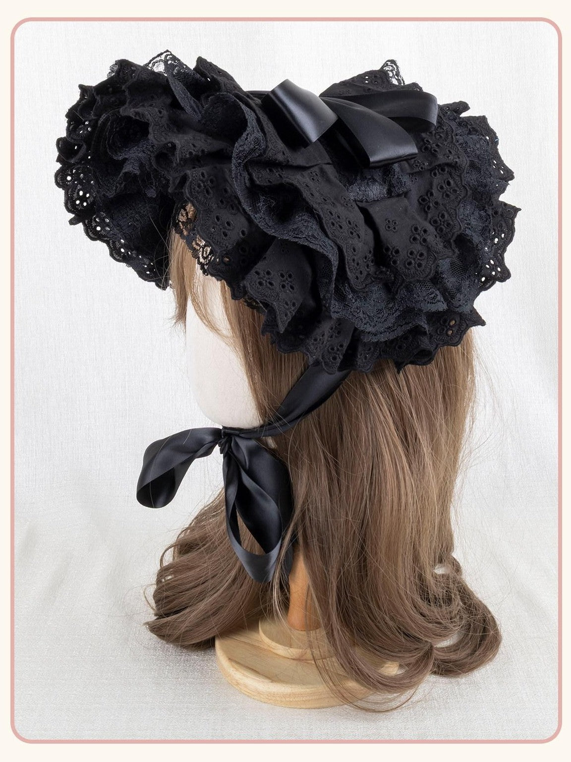 Stardust Rose Rose Gothic Lolita Round Flat Bnt Women's Lace Trim Half Bonnets