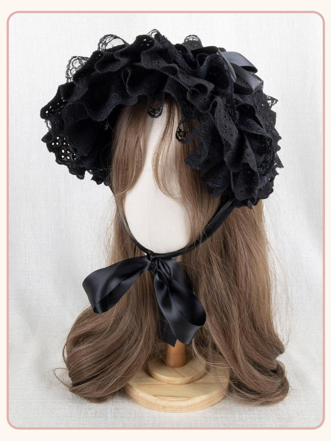 Stardust Rose Rose Gothic Lolita Round Flat Bnt Women's Lace Trim Half Bonnets
