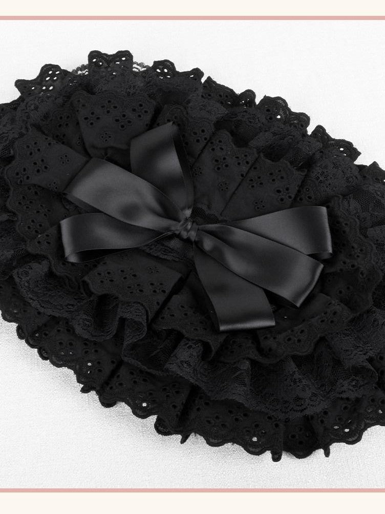 Stardust Rose Rose Gothic Lolita Round Flat Bnt Women's Lace Trim Half Bonnets