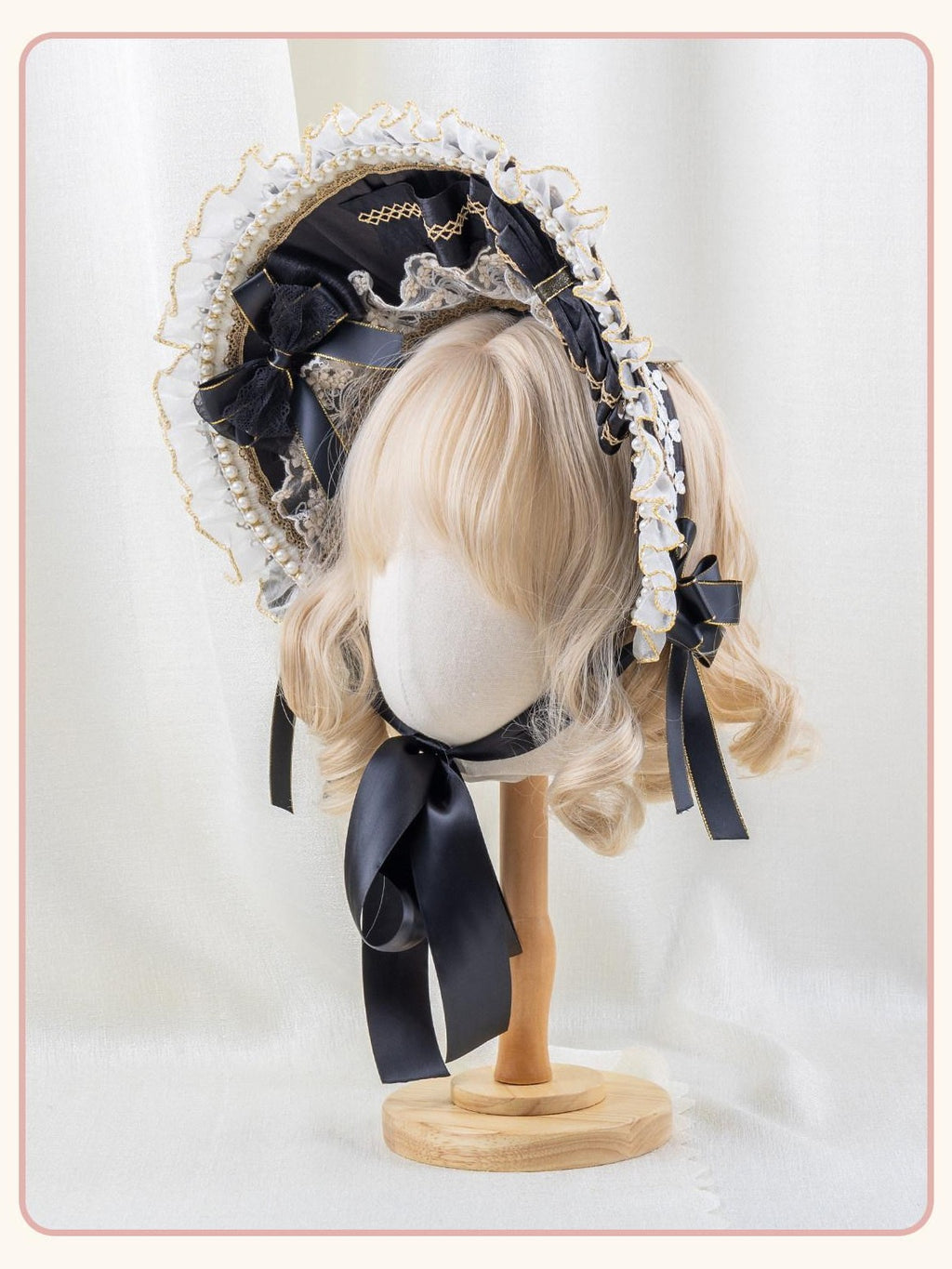 Stardust Rose Stardust Rose Black Gold Lolita Court Top Hat Women's Hair Clips