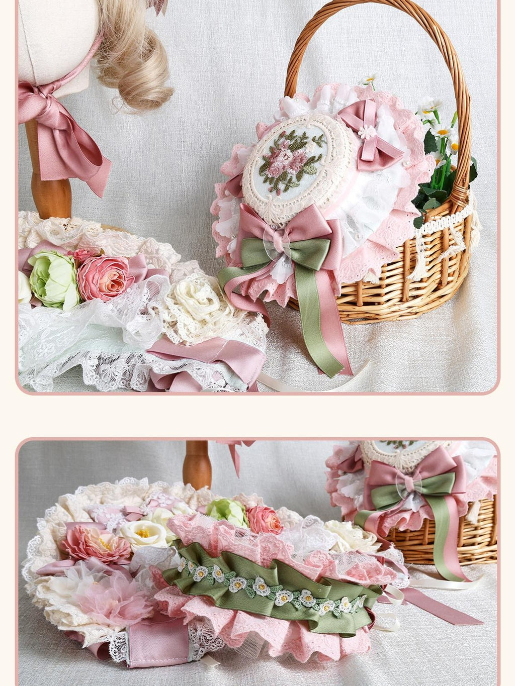 Stardust Rose Stardust Rose Bouquet Handmade Lolita Tea Party Women's Half Bonnets