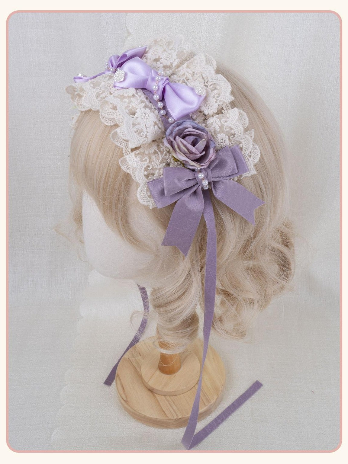 Stardust Rose Stardust Rose Elegant Lolita Rose Bow Heart Women's Lace Hair Clips