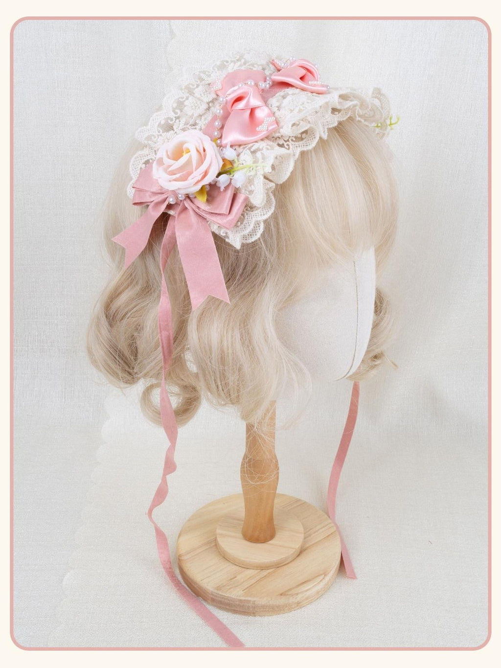 Stardust Rose Stardust Rose Elegant Lolita Rose Bow Heart Women's Lace Hair Clips