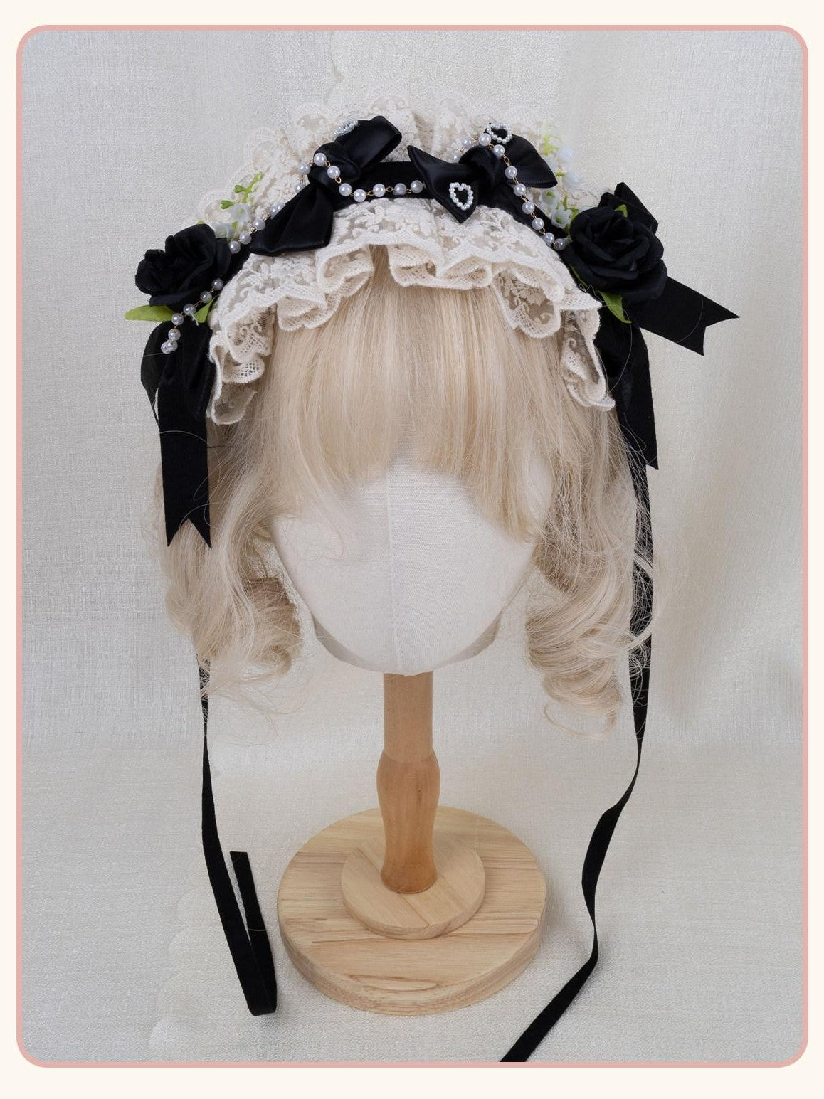 Stardust Rose Stardust Rose Elegant Lolita Rose Bow Heart Women's Lace Hair Clips