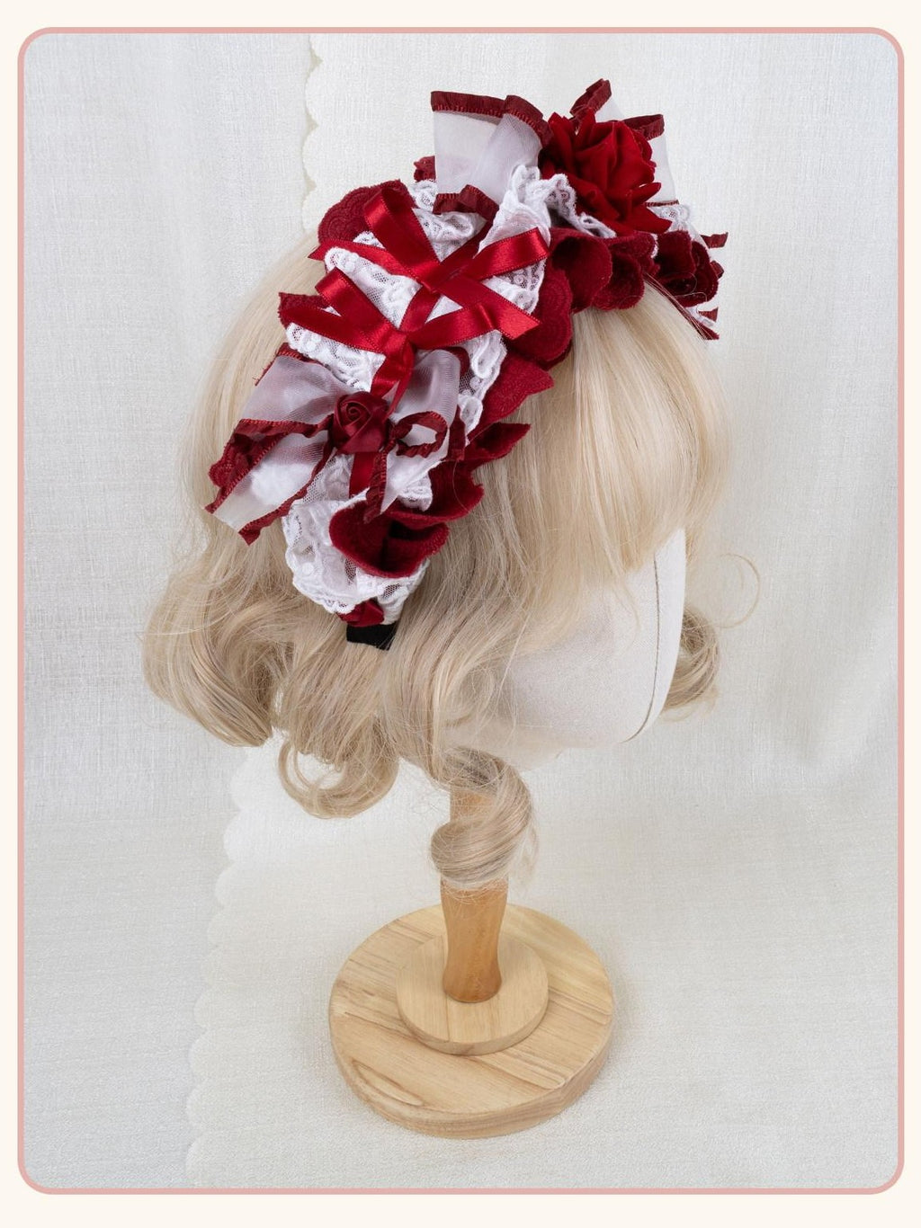 Stardust Rose Stardust Rose Embroidered Lace Bow Flat Cap Women's Lace Half Bonnets