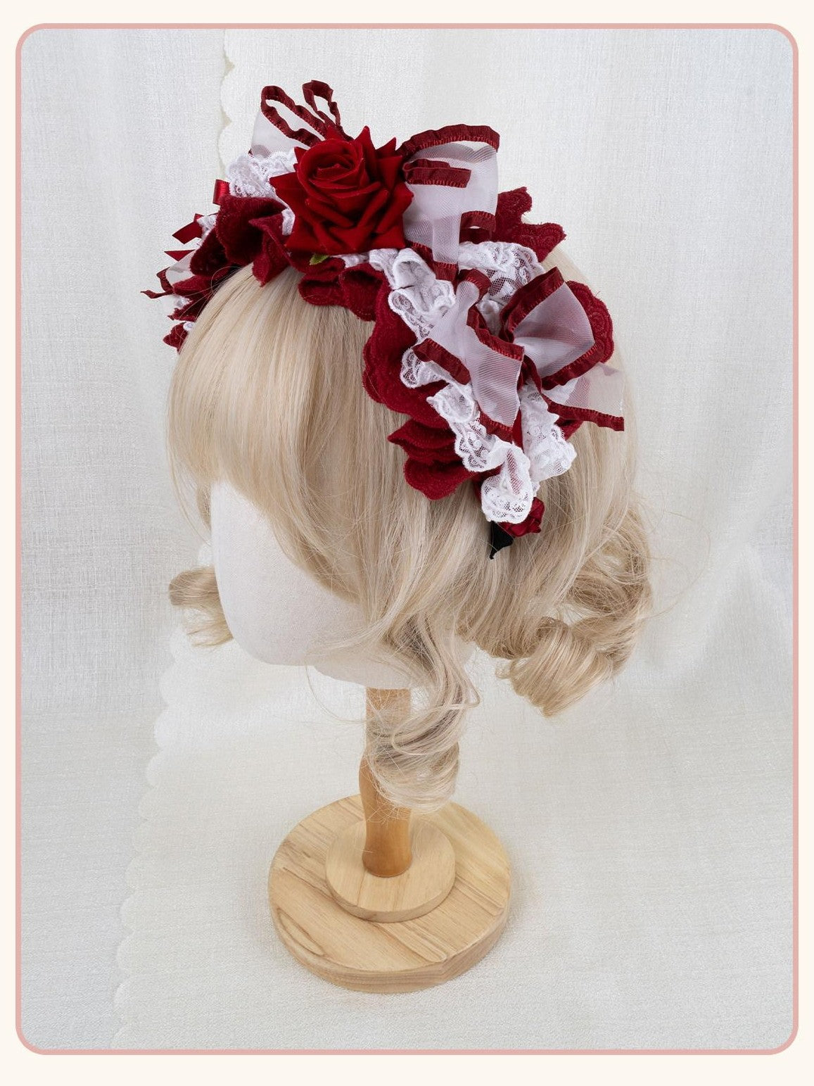 Stardust Rose Stardust Rose Embroidered Lace Bow Flat Cap Women's Lace Half Bonnets