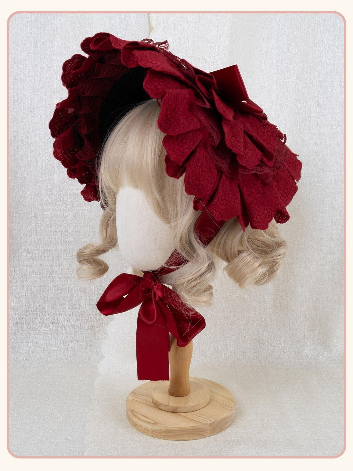 Stardust Rose Stardust Rose Embroidered Lace Bow Flat Cap Women's Lace Half Bonnets