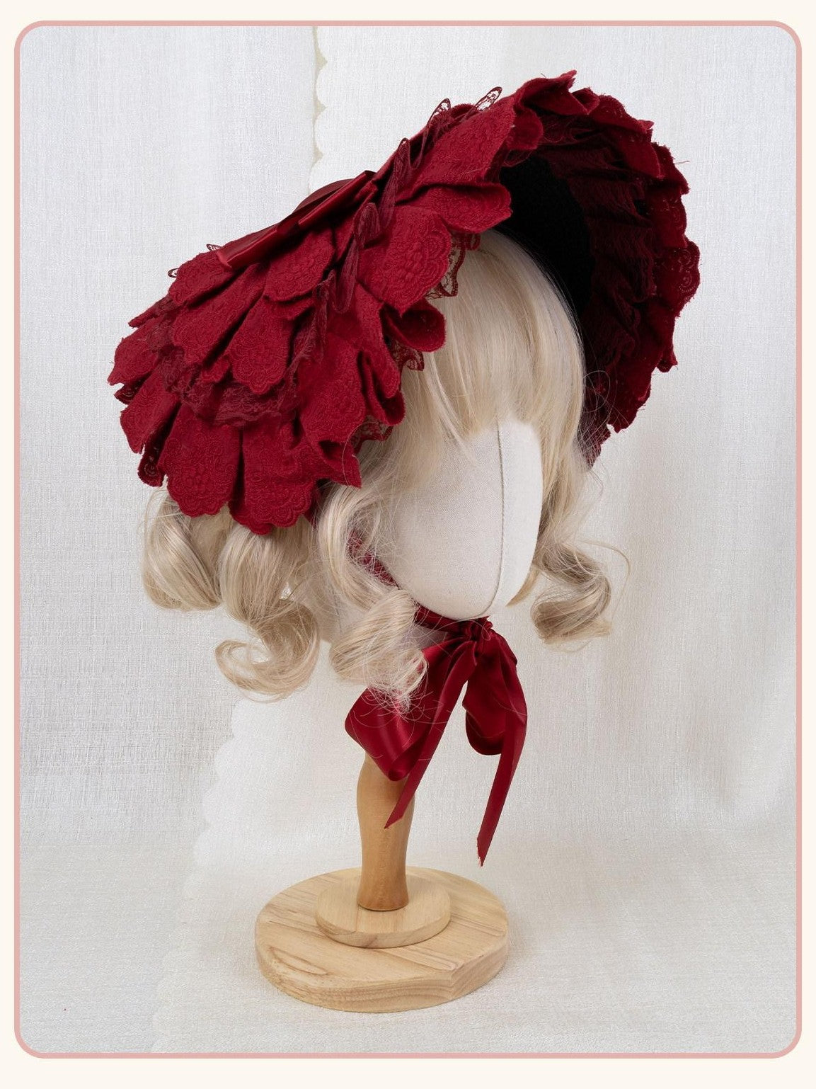 Stardust Rose Stardust Rose Embroidered Lace Bow Flat Cap Women's Lace Half Bonnets