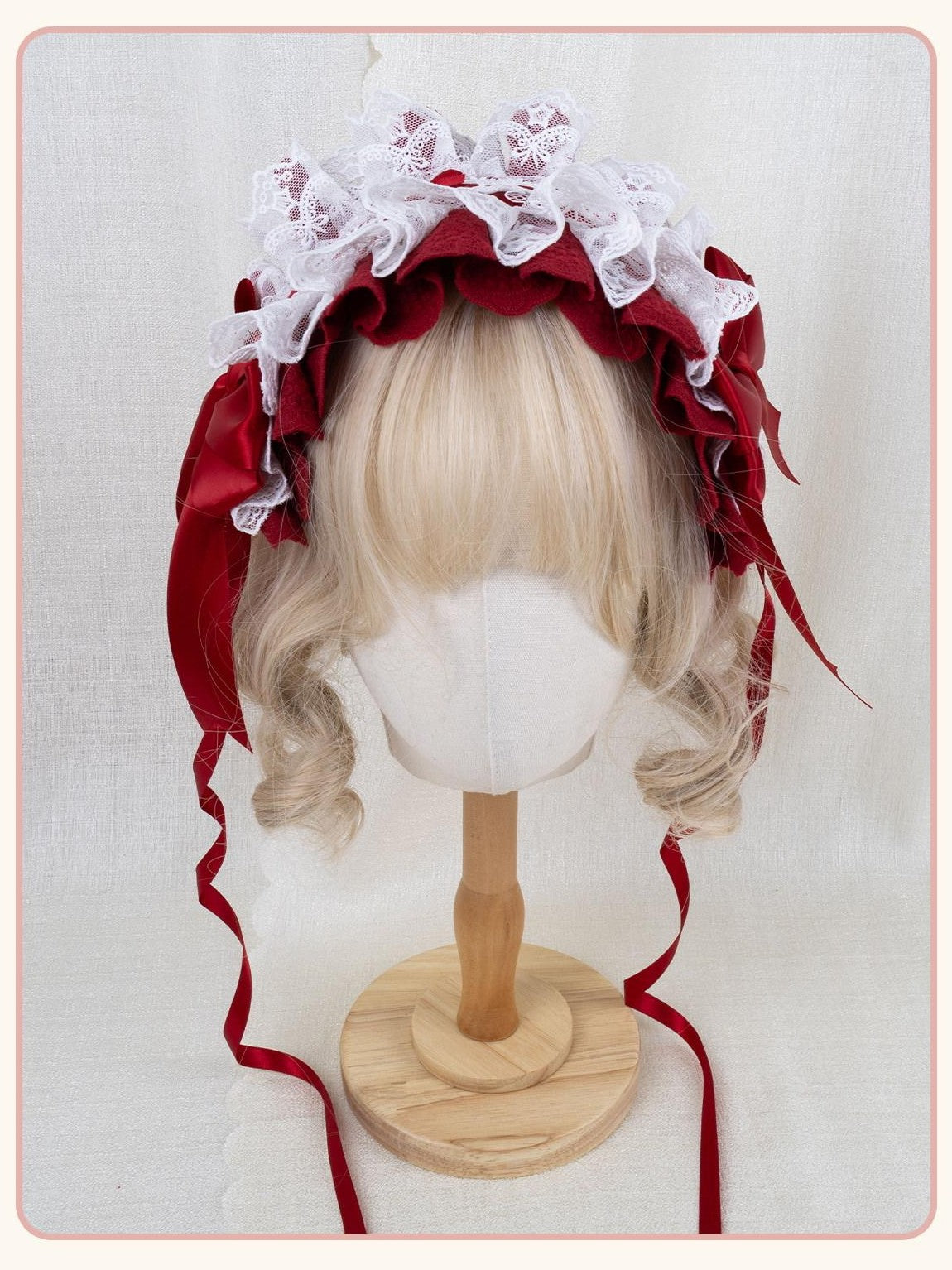 Stardust Rose Stardust Rose Embroidered Lace Bow Flat Cap Women's Lace Half Bonnets