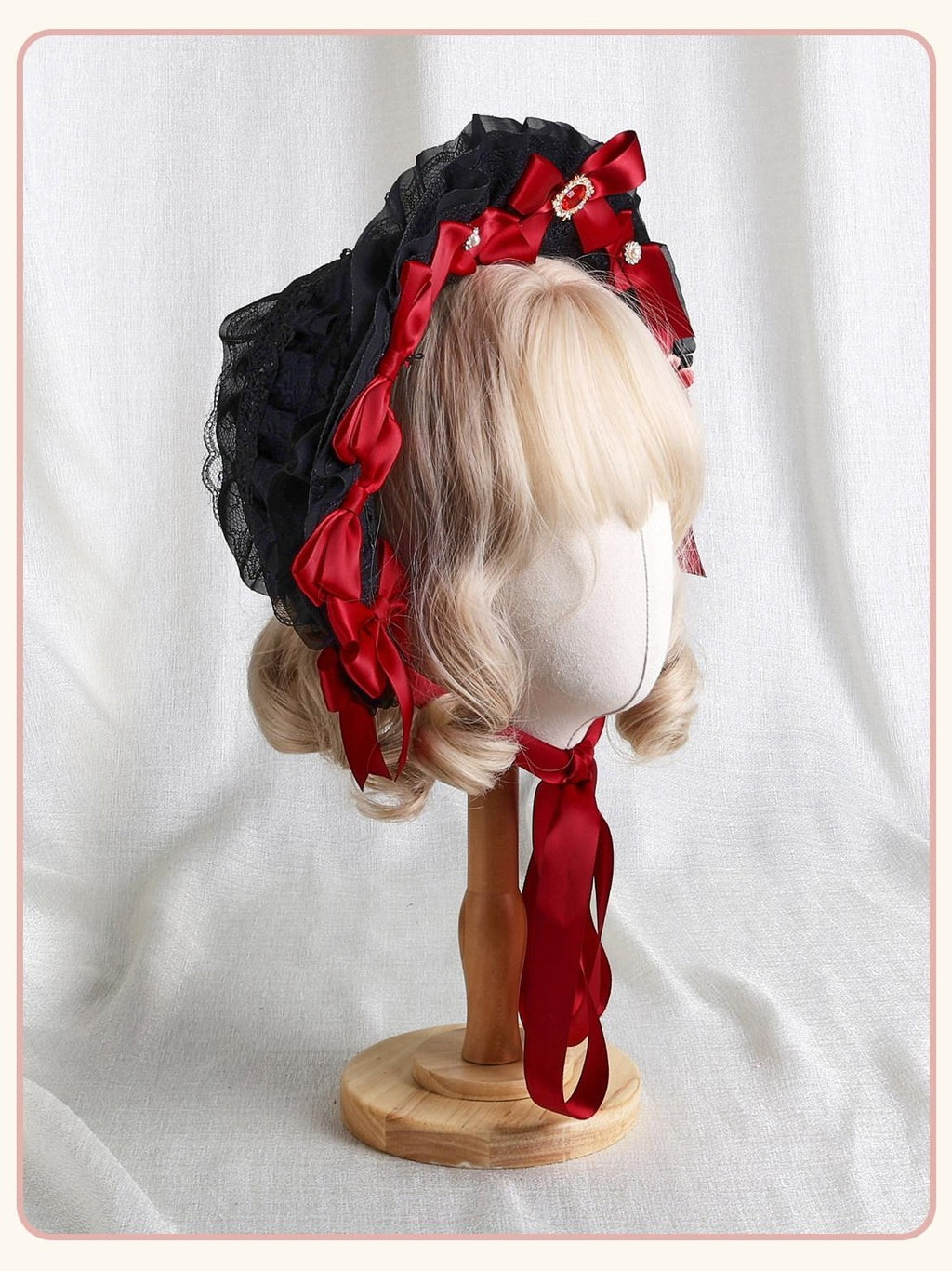 Stardust Rose Stardust Rose Gem Embellished Butterfly Bow Gothic Women's Half Bonnets