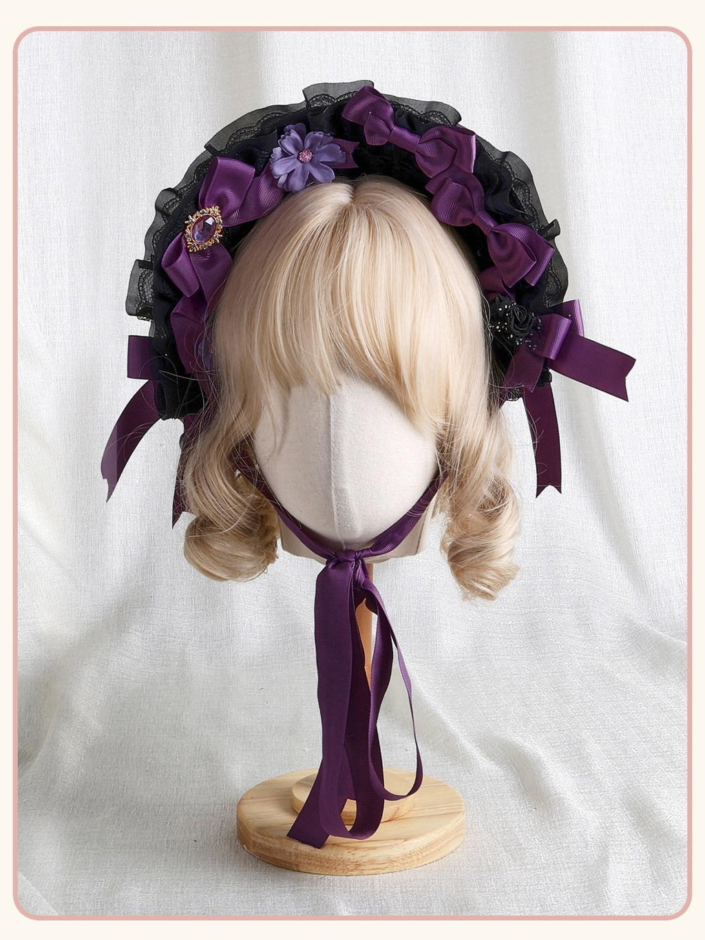 Stardust Rose Stardust Rose Gem Embellished Butterfly Bow Gothic Women's Half Bonnets