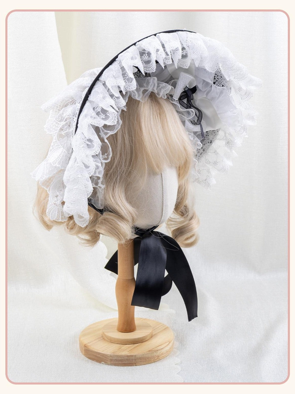 Stardust Rose Stardust Rose Gothic Lolita Black White Angel Flat Hat Women's Hair Clips