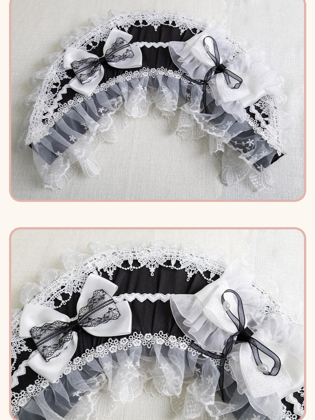 Stardust Rose Stardust Rose Gothic Lolita Black White Angel Flat Hat Women's Hair Clips
