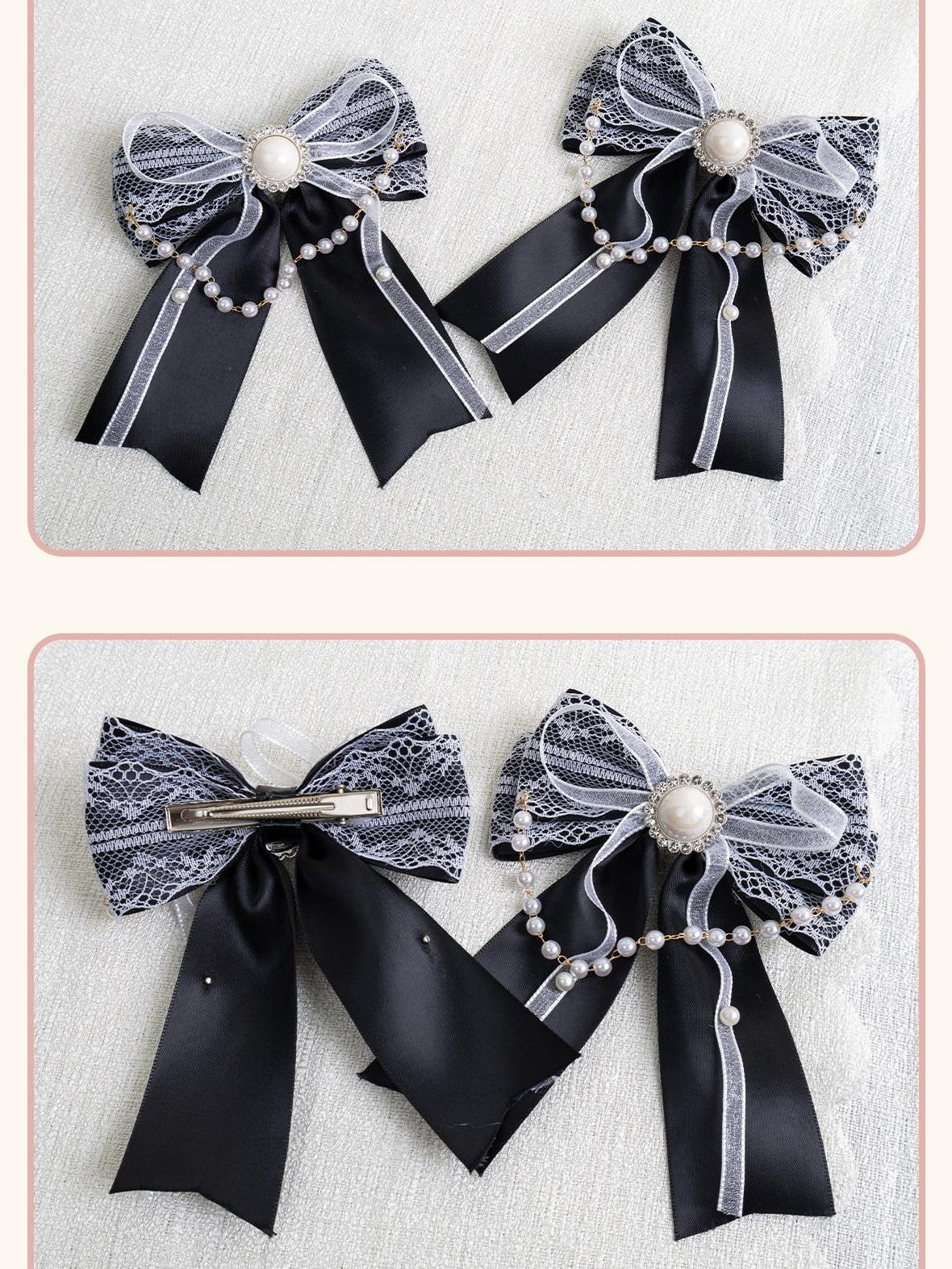 Stardust Rose Stardust Rose Gothic Lolita Black White Angel Flat Hat Women's Hair Clips