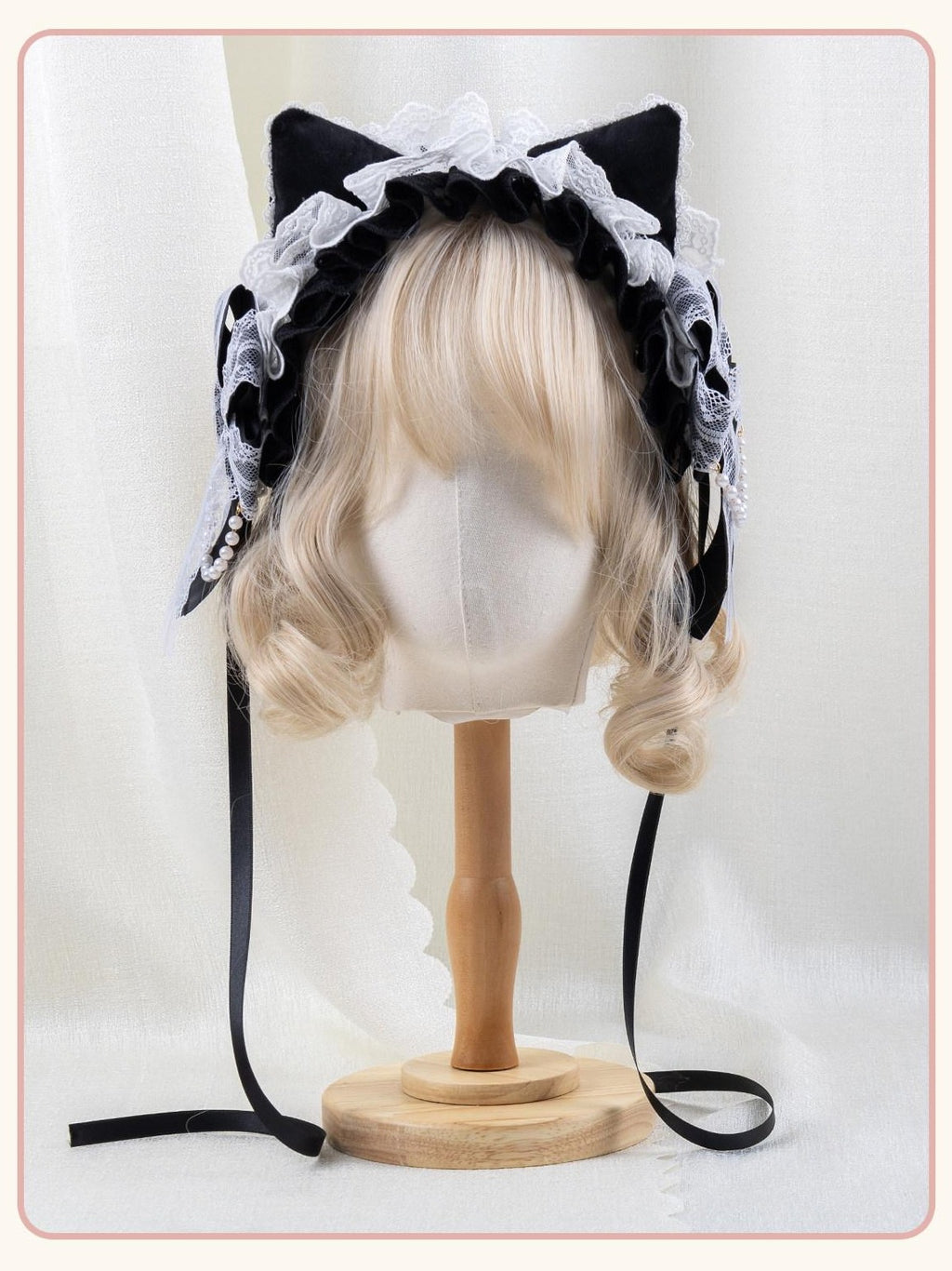 Stardust Rose Stardust Rose Gothic Lolita Black White Angel Flat Hat Women's Hair Clips