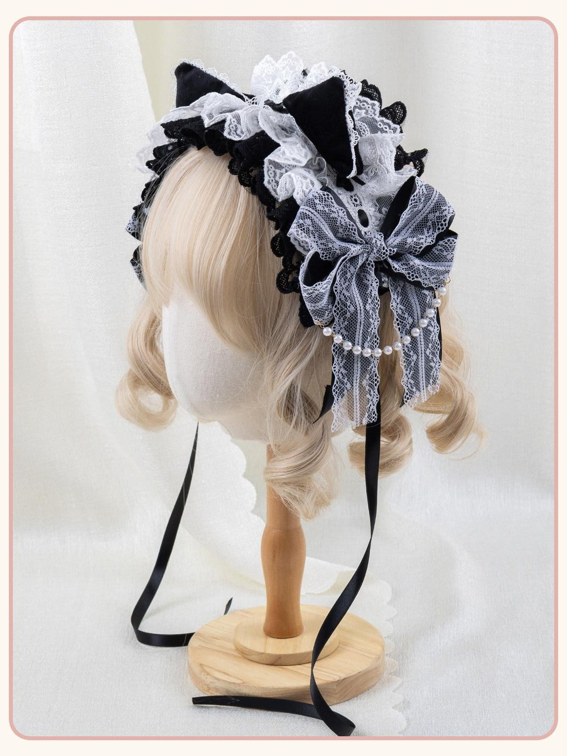 Stardust Rose Stardust Rose Gothic Lolita Black White Angel Flat Hat Women's Hair Clips