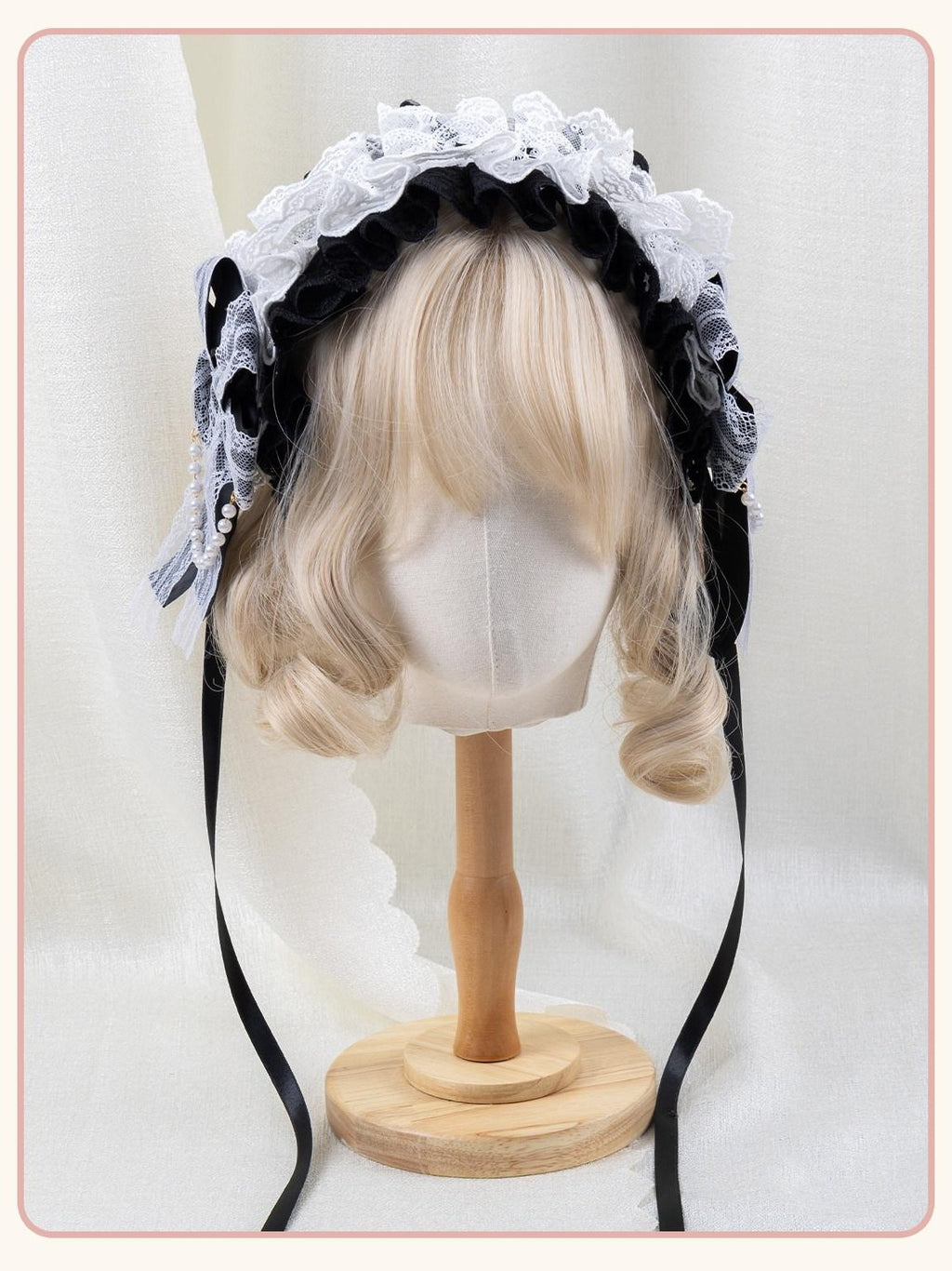 Stardust Rose Stardust Rose Gothic Lolita Black White Angel Flat Hat Women's Hair Clips