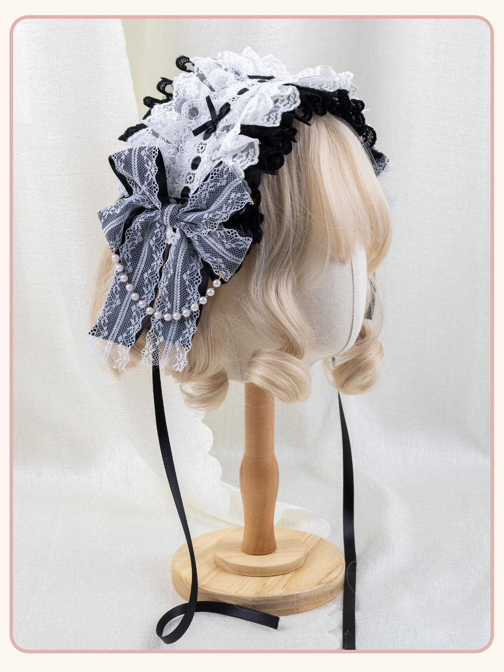 Stardust Rose Stardust Rose Gothic Lolita Black White Angel Flat Hat Women's Hair Clips