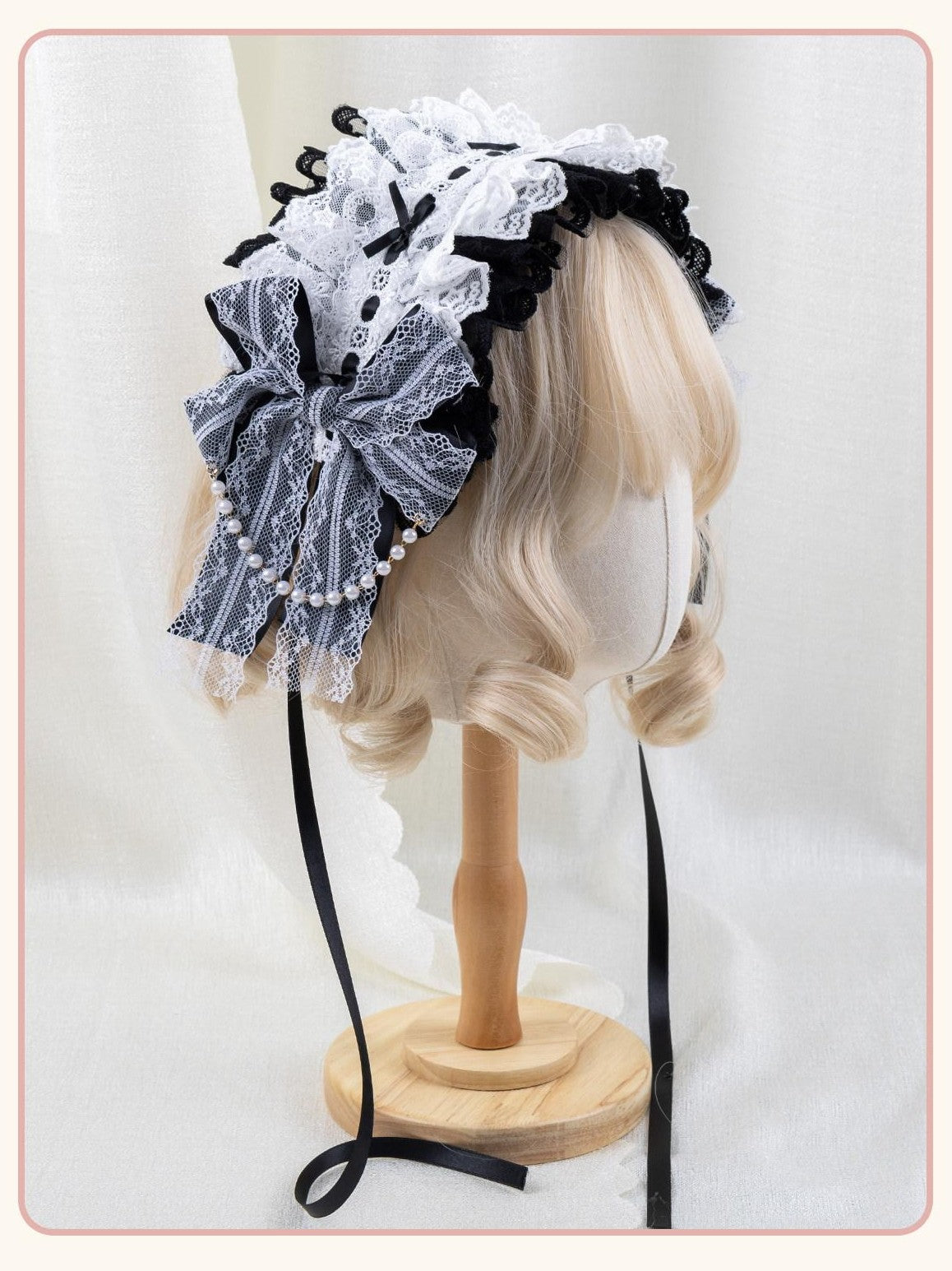 Stardust Rose Stardust Rose Gothic Lolita Black White Angel Flat Hat Women's Hair Clips