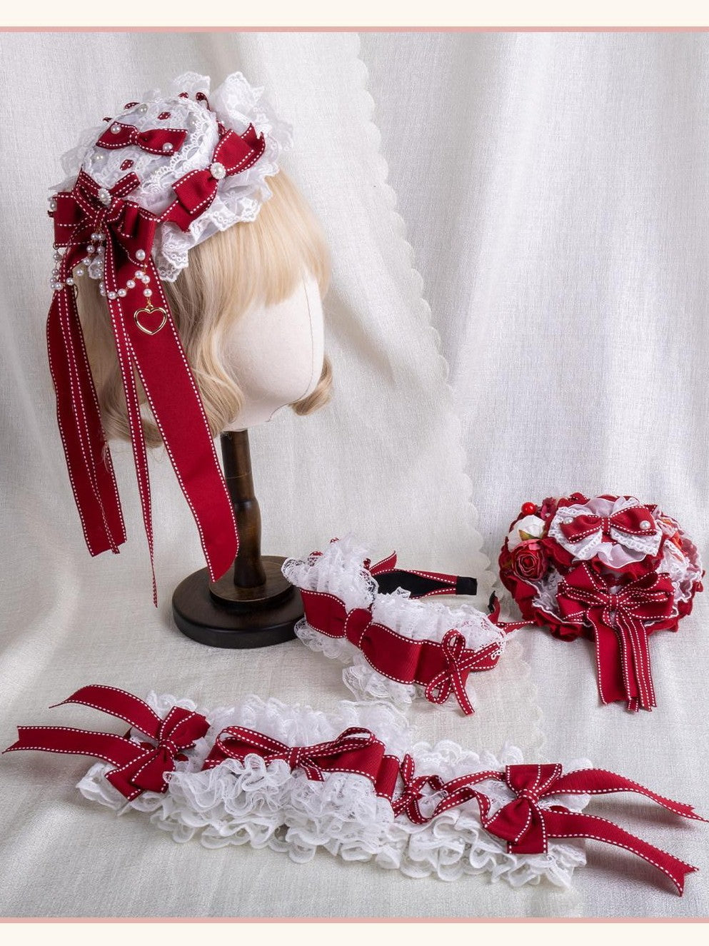 Stardust Rose Stardust Rose Lace Bow Mini Hat Headband Lolita Women's Hair Clips