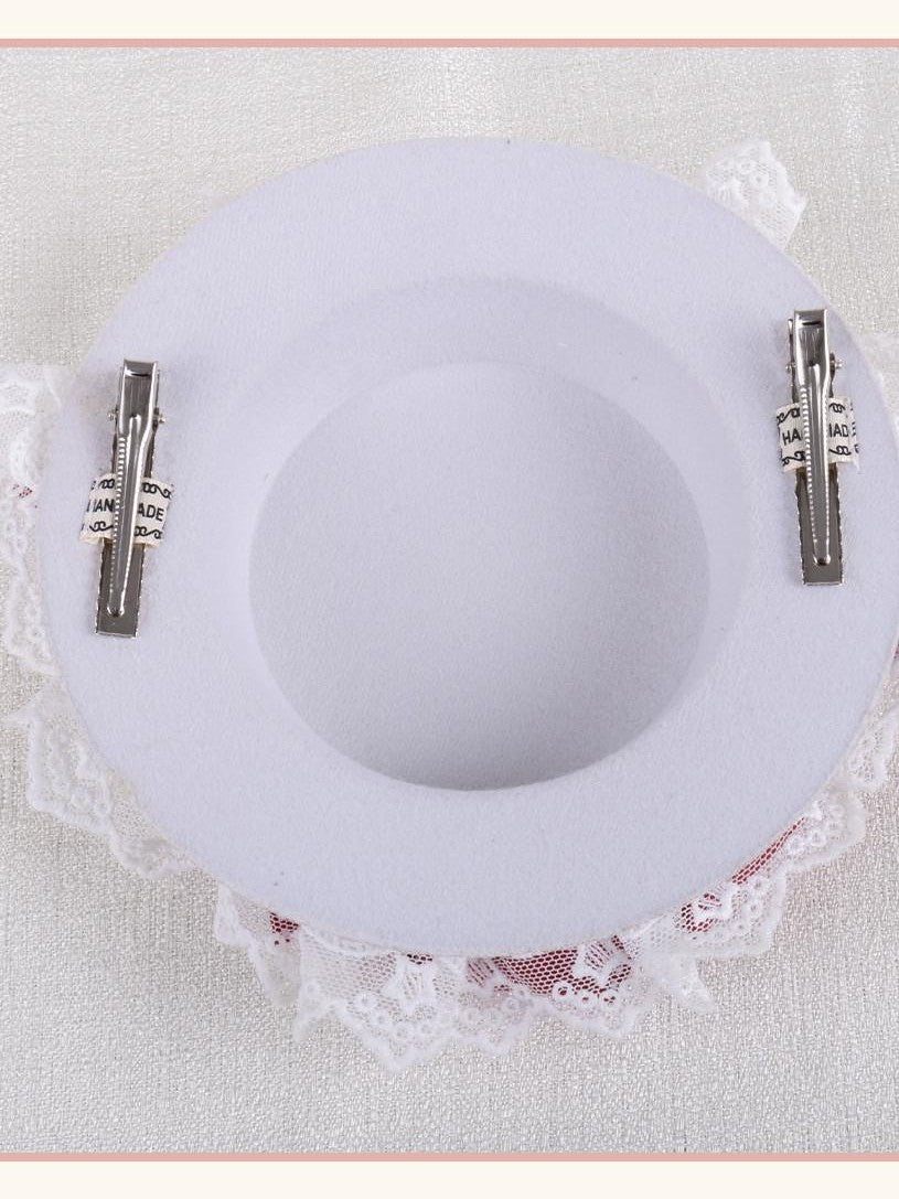 Stardust Rose Stardust Rose Lace Bow Mini Hat Headband Lolita Women's Hair Clips