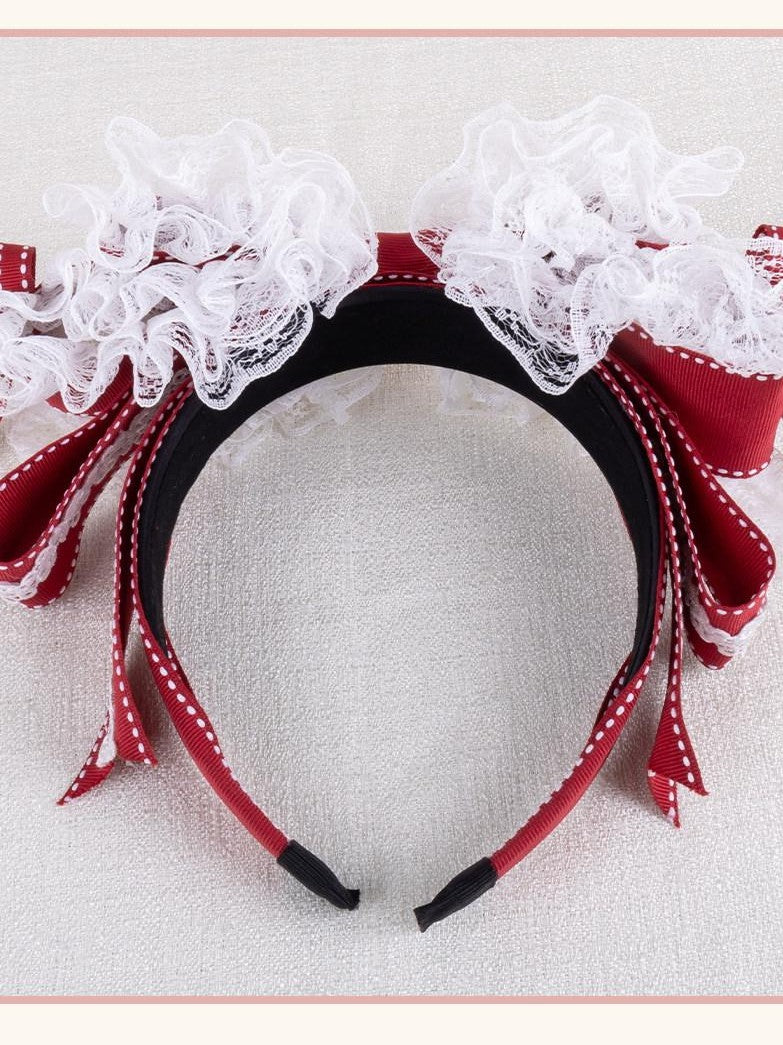 Stardust Rose Stardust Rose Lace Bow Mini Hat Headband Lolita Women's Hair Clips