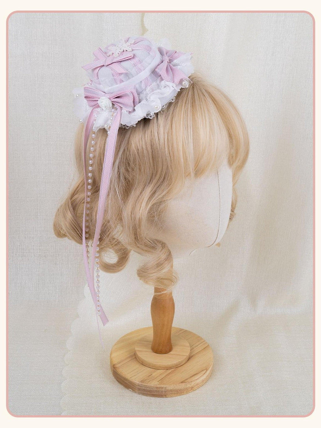 Stardust Rose Stardust Rose Lace Bow Rosebud Headband Wrist Flower Women's Lace Half Bonnets