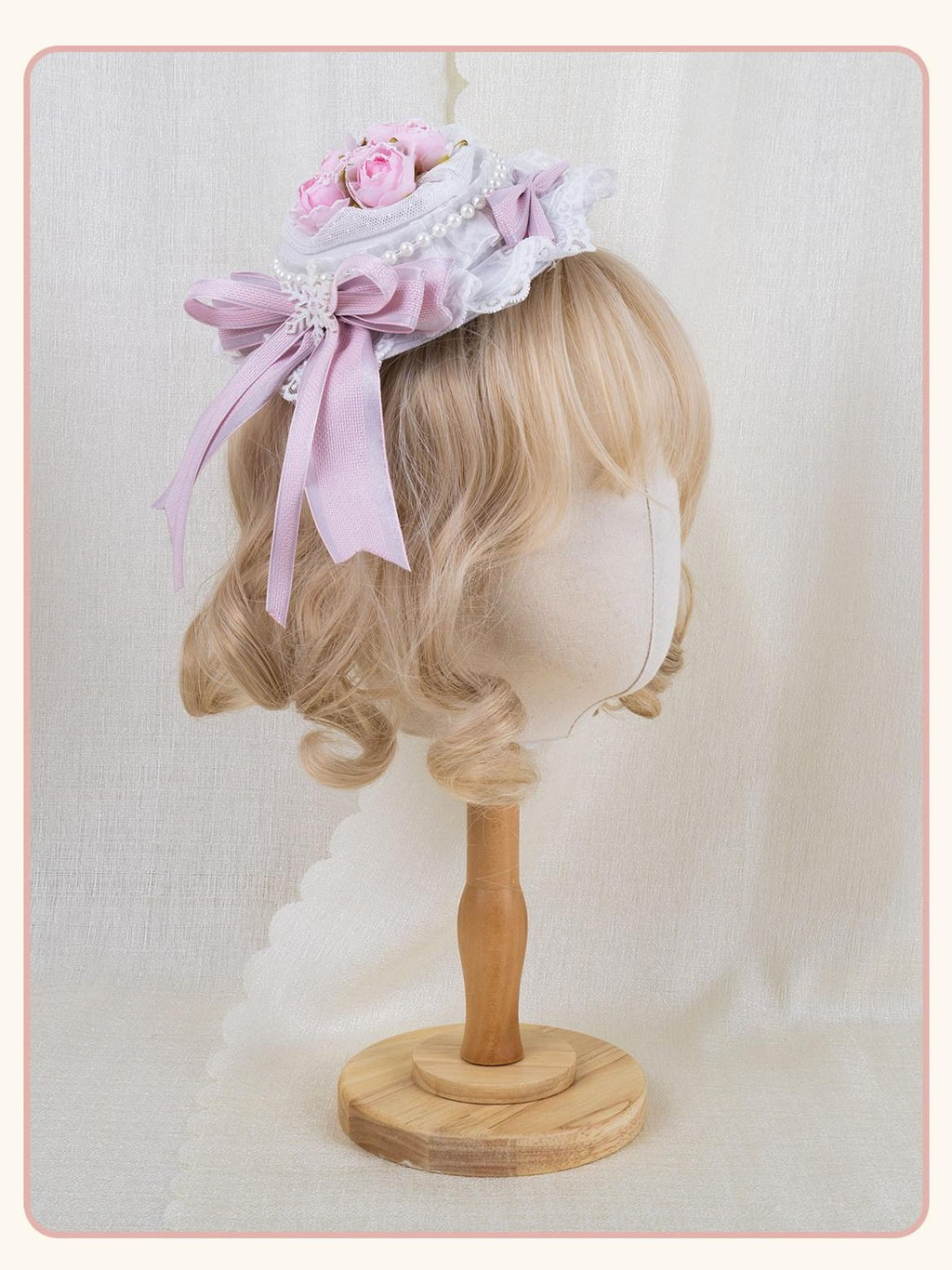 Stardust Rose Stardust Rose Lace Bow Rosebud Headband Wrist Flower Women's Lace Half Bonnets
