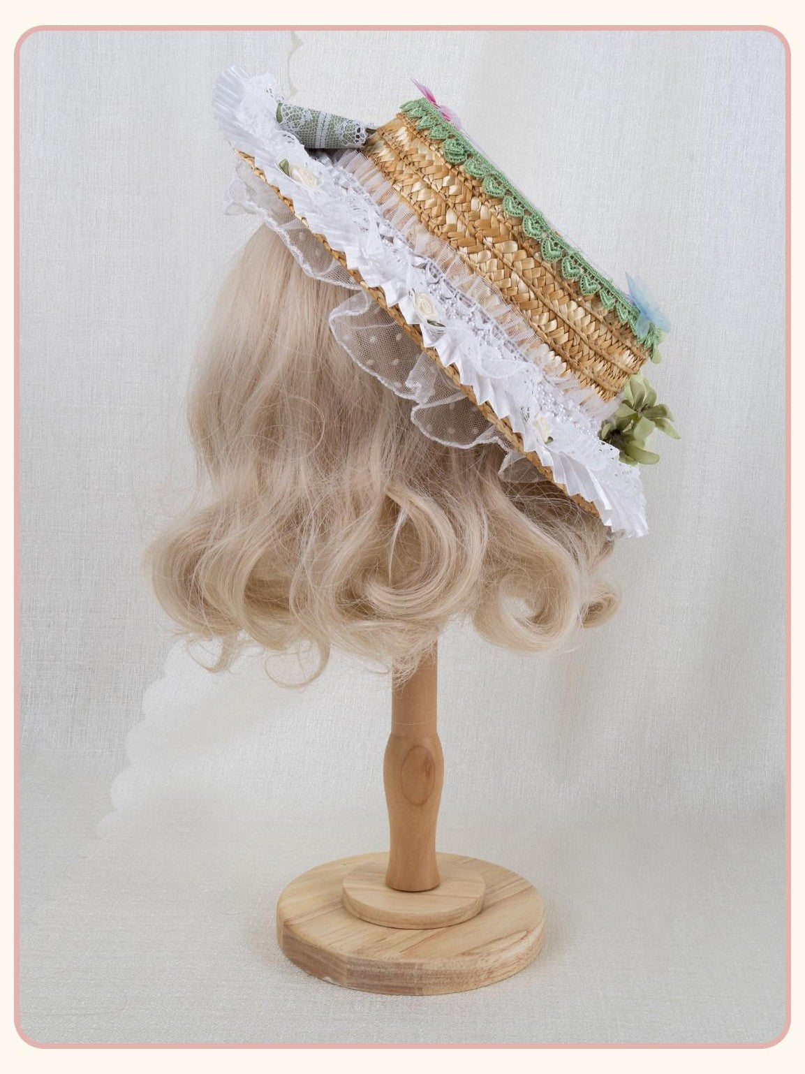 Stardust Rose Stardust Rose Lace Flower Bow Tea Party Women's Straw Brim Half Bonnets