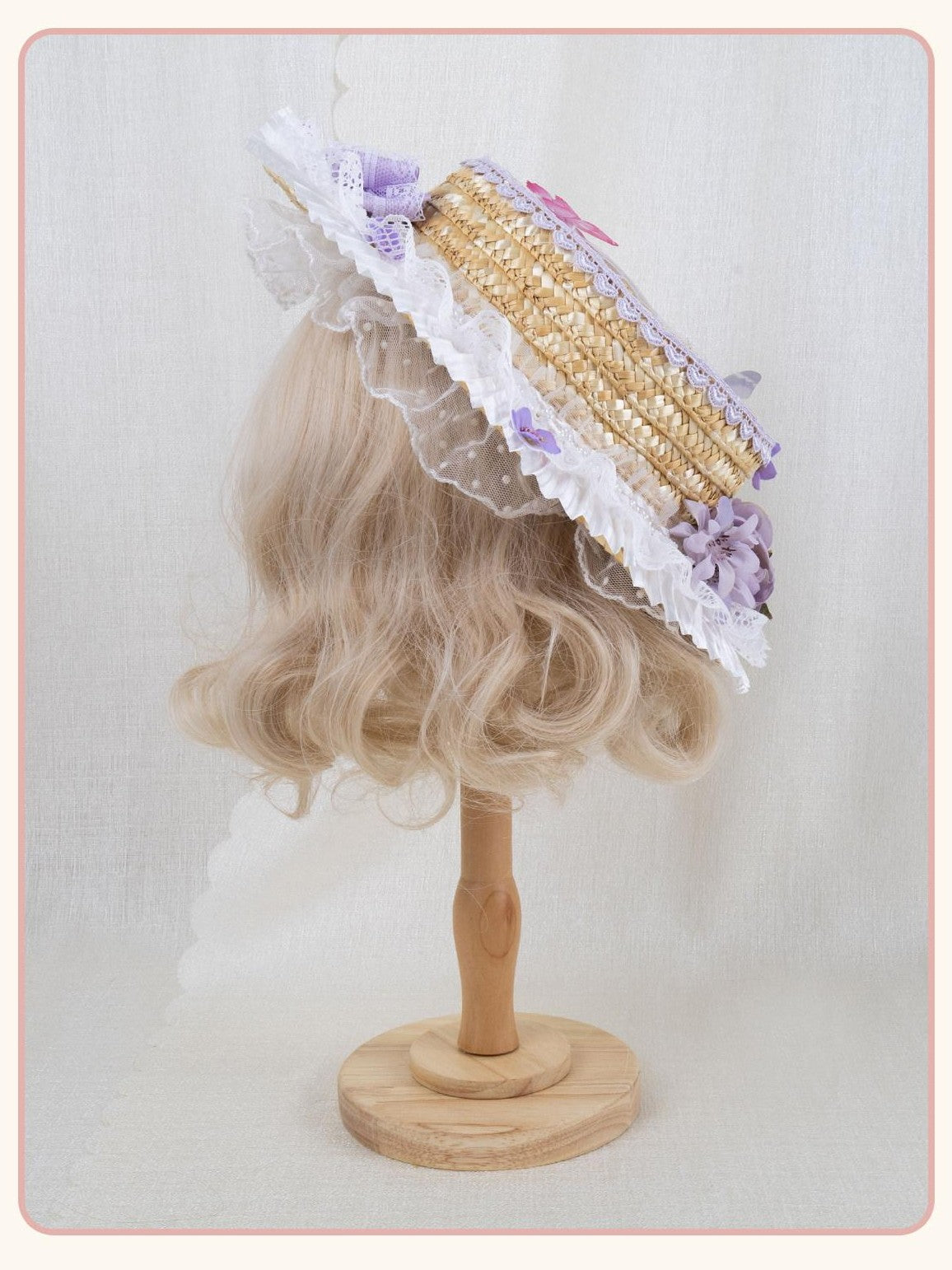 Stardust Rose Stardust Rose Lace Flower Bow Tea Party Women's Straw Brim Half Bonnets