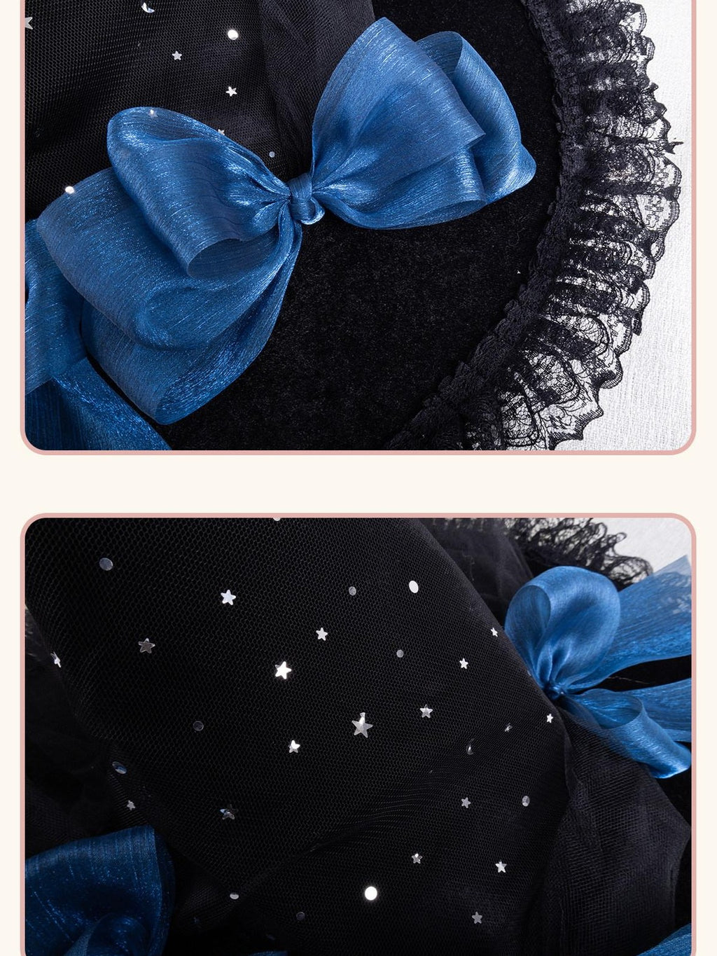 Stardust Rose Stardust Rose Lace Lolita Witch Hat Women's Star Blue Tulle Kc / Headbands