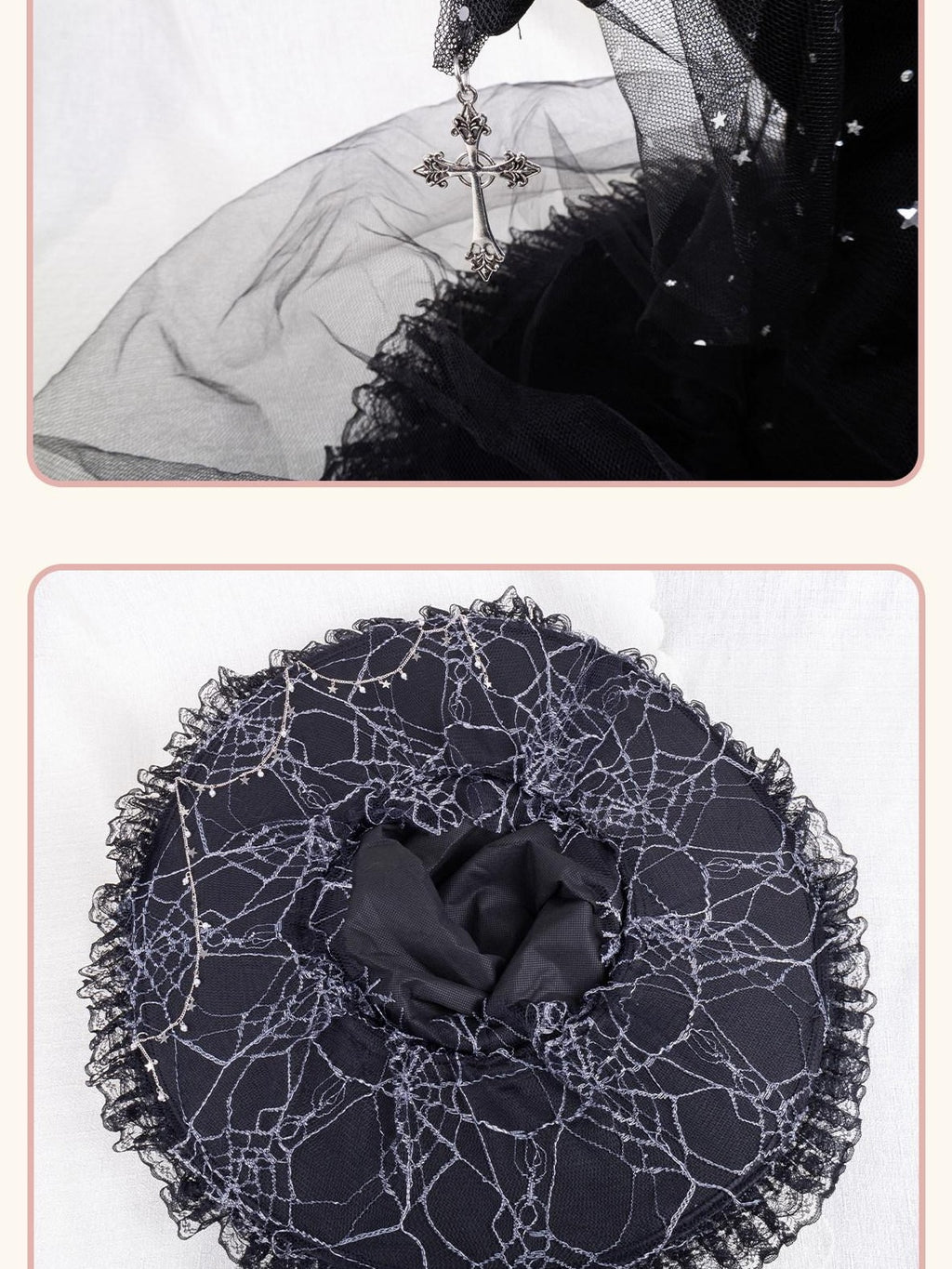 Stardust Rose Stardust Rose Lace Lolita Witch Hat Women's Star Blue Tulle Kc / Headbands