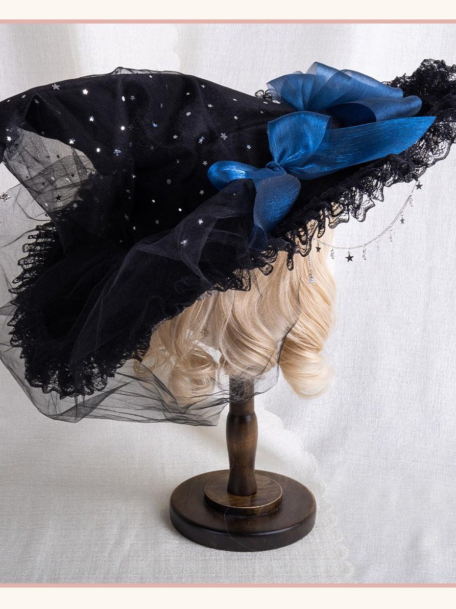 Stardust Rose Stardust Rose Lace Lolita Witch Hat Women's Star Blue Tulle Kc / Headbands