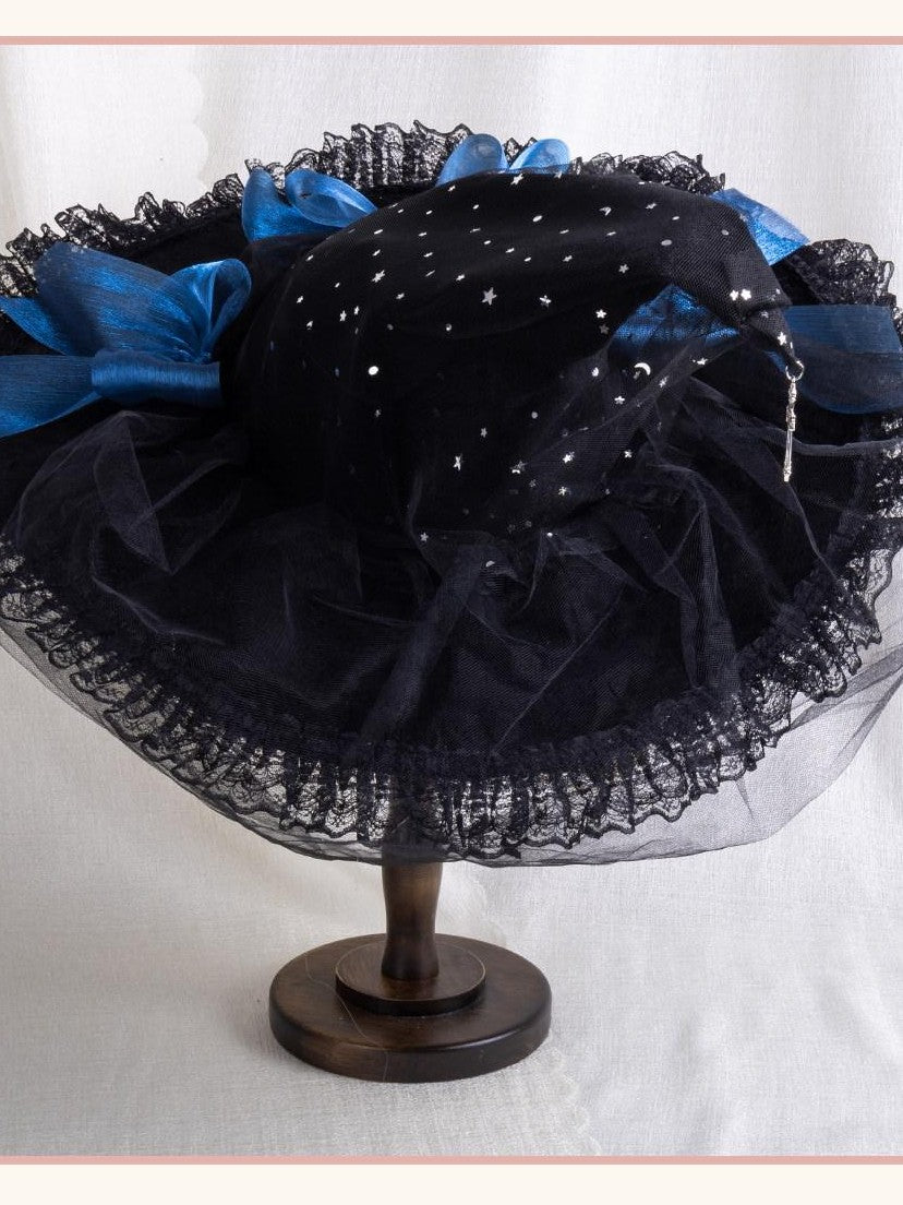Stardust Rose Stardust Rose Lace Lolita Witch Hat Women's Star Blue Tulle Kc / Headbands